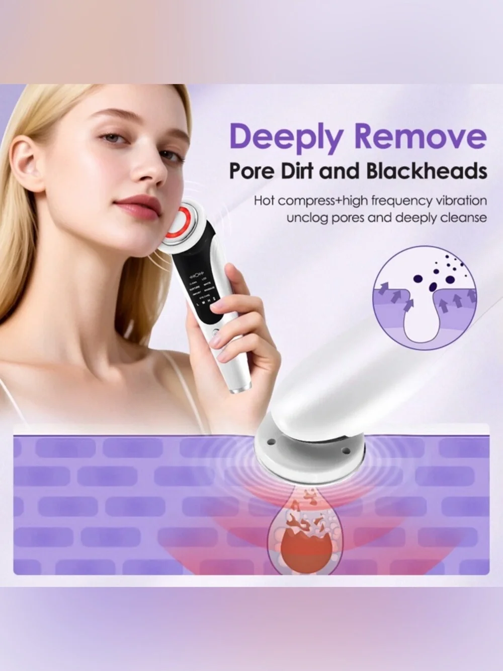 LED Facial Massager Face Beauty Tool 7 Modes Skin Care Wand New